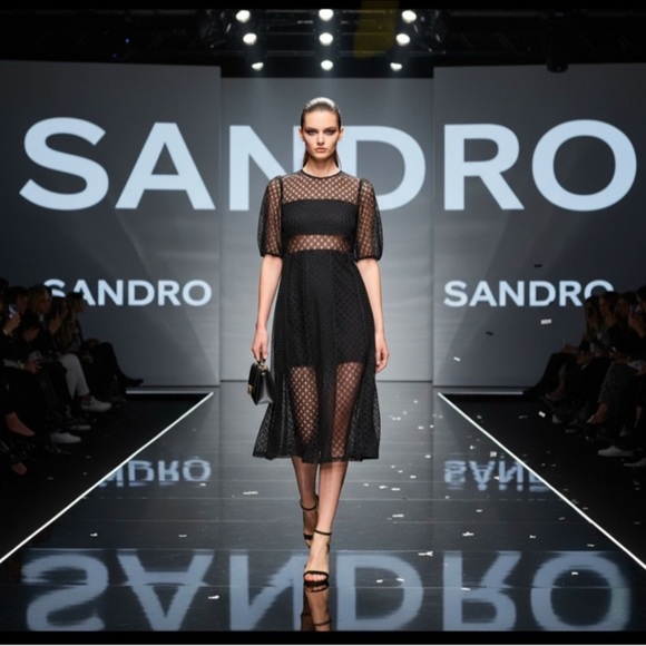 Sandro Dresses & Skirts - Authentic Sandro designer lace cut out overlay black dress sz M 4-6